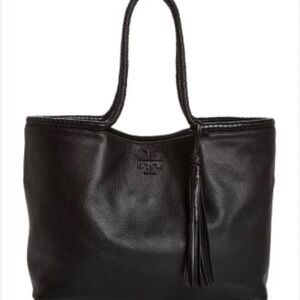 Tory Burch Taylor Black Leather Tassel Tote